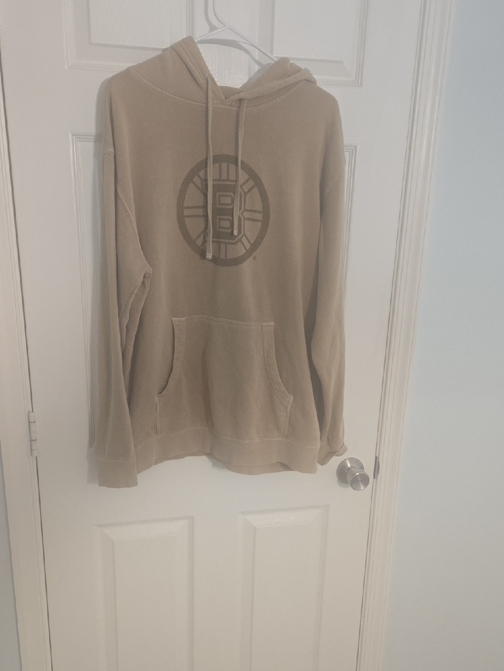 Beige Pullover Hoodie with Chest Emblem